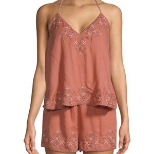 Embroidered Halter-neck Romper